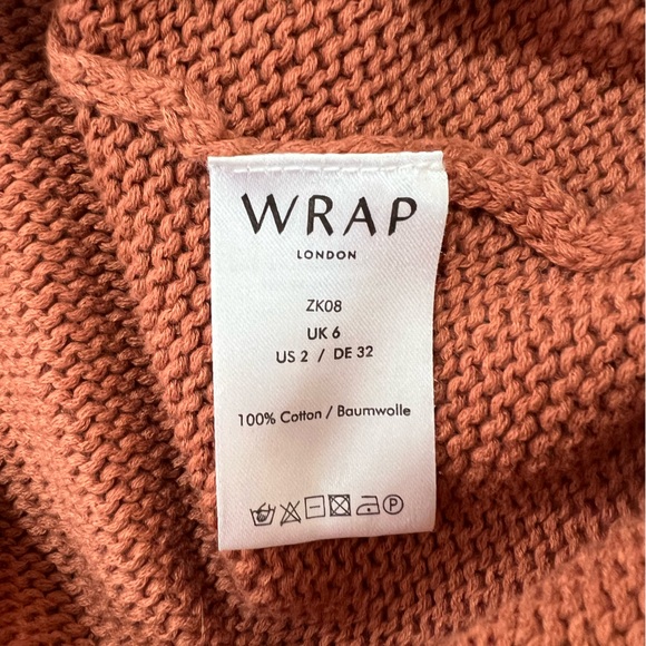 Wrap London Cotton Crochet-Detail Puff Sleeve Sweater, Dusty Brown Pink, US 2 - Picture 8 of 10